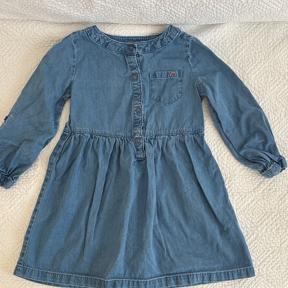 Simple Blue Button-Up Kids Dress